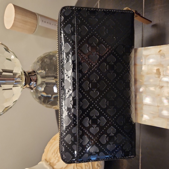 KATE SPADE Four Spades Zip Around Wallet in Black Patent Leather NWOT - Picture 6 of 12